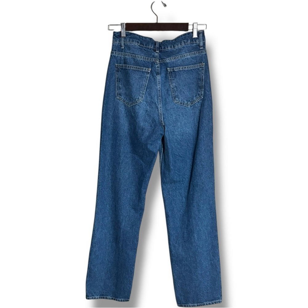 Dark Blue Denim High Waisted Classic Straight Leg Women's Jeans - Picture 3 of 9